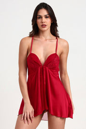 AXTZH Nightwear Nightwear Stylish Short Nightdress Designed for Comfort, Elegance, and a Feminine Touch X3191-SCARLET-SF1S
