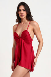 AXTZH Nightwear Nightwear Stylish Short Nightdress Designed for Comfort, Elegance, and a Feminine Touch X3191-SCARLET-SF1S