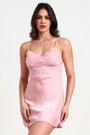AXTZH Elegant One-Piece Nightwear for Women with Lace Accents and Delicate Detailing X3606-ROSE-F1S