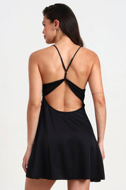 AXTZH Stylish Lace Nightwear with Soft Fabric and Relaxed Flow for Nighttime Elegance X0908-BLACK-F1S