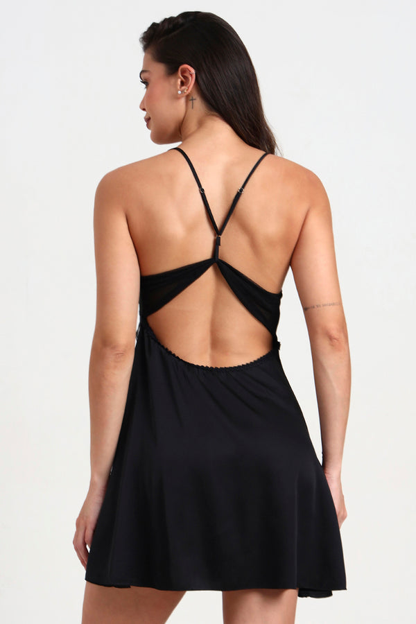 AXTZH Stylish Lace Nightwear with Soft Fabric and Relaxed Flow for Nighttime Elegance X0908-BLACK-F1S