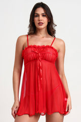 AXTZH Romantic Sheer Lingerie Nightwear for Women with Flowing Silhouette X8233-RED-F1N