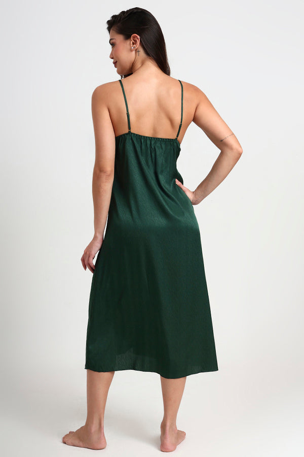 AXTZH Romantic Two-Piece Nightwear Set with Delicate Lace Sleeves and Slip X8801-BASIL-F22S