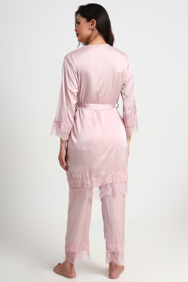 AXTZH Complete Elegant Nightwear Collection for Women – 5 Pieces with Lace Detailing X1901-BLUSH-5PS