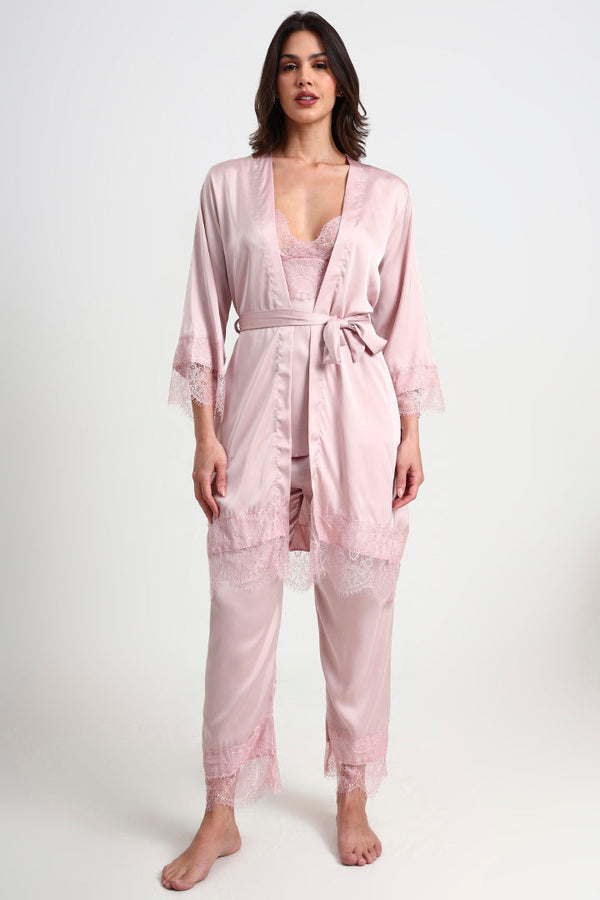 AXTZH Complete Elegant Nightwear Collection for Women – 5 Pieces with Lace Detailing X1901-BLUSH-5PS