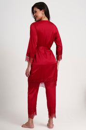 AXTZH Complete Elegant Nightwear Collection for Women – 5 Pieces with Lace Detailing X1901-SCARLET-5PS