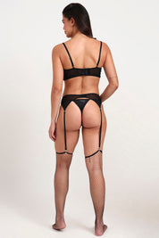 AXTZH Luxury Lace Nightwear Set for Women with Bra, Bottoms, and Garter Detailing X0180-BLACK-BS3P