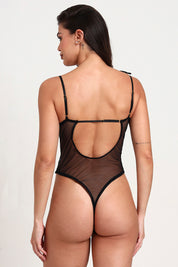 AXTZH Nightwear Stylish One-Piece Nightwear for Women with Lace-Up Corset Design and Strappy Details X0009-BLACK-BS1P