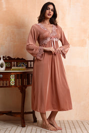 AXTZH Three-Piece Nightwear Set Designed for Grace, Comfort, and Sophistication in Every Detail X2509-APRICOT-F2M