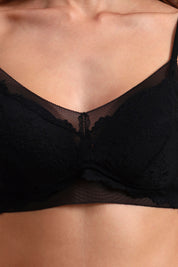 BELLAGIO Modern Sheer Strappy Bra with Comfortable Fit and Sensual Appeal BB9509-BLACK-CN022