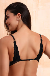 BELLAGIO Modern Sheer Strappy Bra with Comfortable Fit and Sensual Appeal BB9509-BLACK-CN022