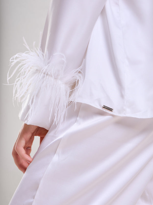 Mysthelle PEARL WHITE FEATHER NIGHTWEAR
