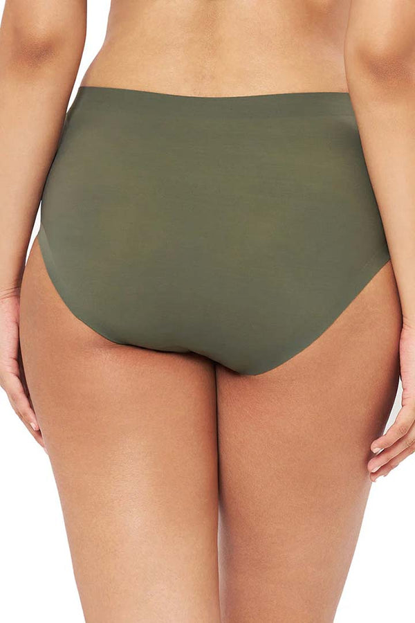 AMANTE PAN11411-SLATE GREEN VANISH SOLID HIGH RISE BRIEF SEAMLESS PANTY