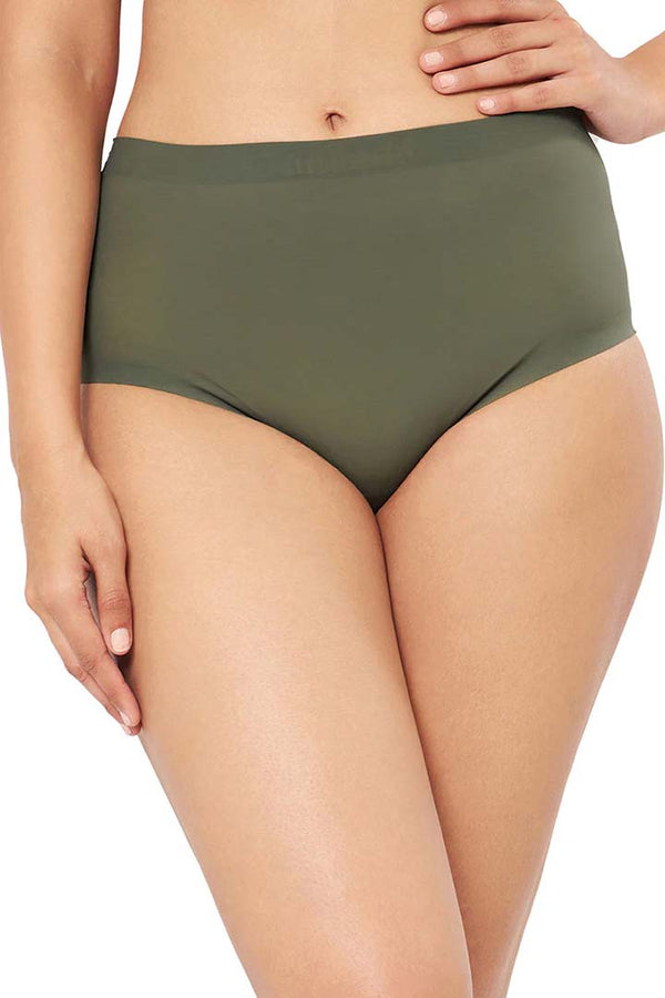 AMANTE PAN11411-SLATE GREEN VANISH SOLID HIGH RISE BRIEF SEAMLESS PANTY