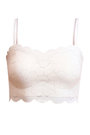 AXTZH Feminine Bralette Featuring Textured Detailing and Cropped Silhouette-X5300-IVORY-CN122