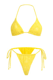 AXTZH Two-Piece Bikini Swimwear Set with Triangle Halter Top and Adjustable Side-Tie Bottoms- X4057-LEMPR-2PB