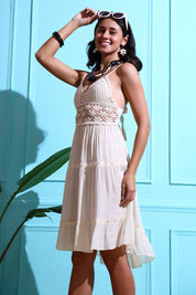 AXTZH Elegant Sarong-Inspired Cover-Up Dress Designed for Beachside Glamour and Comfort-X1081-BEIGE-SNGA1