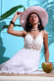 AXTZH Elegant Sarong-Inspired Cover-Up Dress Designed for Beachside Glamour and Comfort-X1081-WHITE-SNGA1