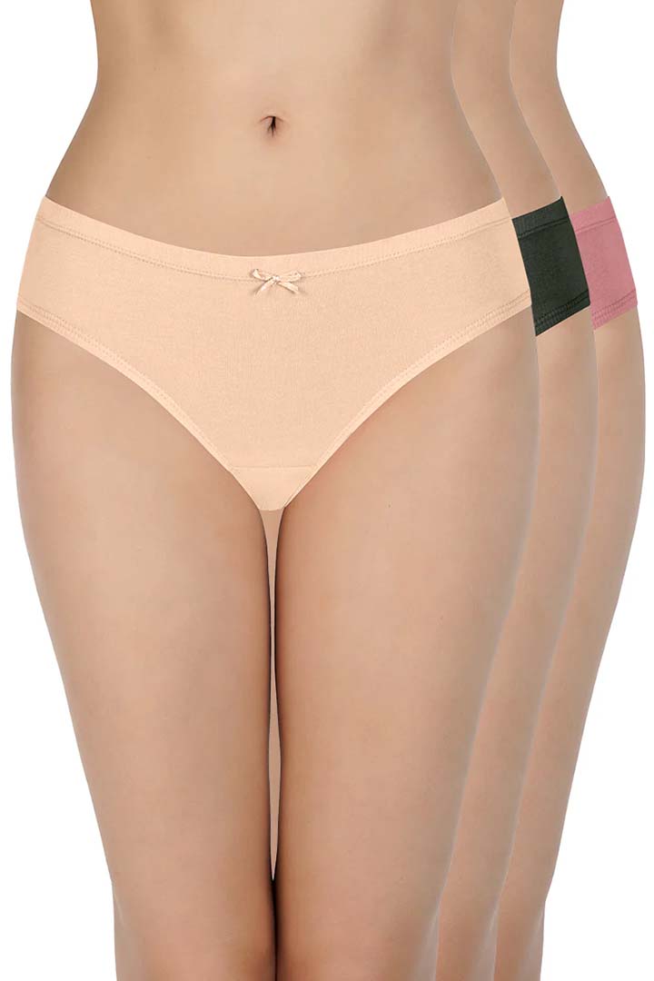 AMANTE PPK33005-SOLID INNER ELASTIC WAISTBAND BIKINI ASSORTED PANTY (PACK OF 3)