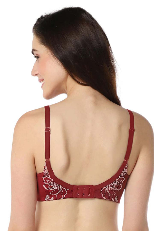 AMANTE BRA -BRA101401-RED BERRY & SEPIA ROSE Floral Chic Padded Non-Wired Bra