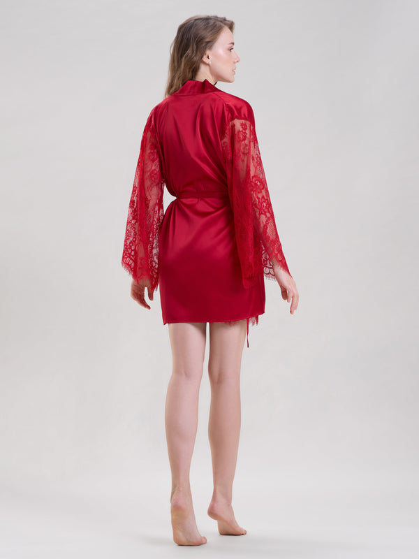 Mysthelle RED ROBE WITH LACE SLEEVES