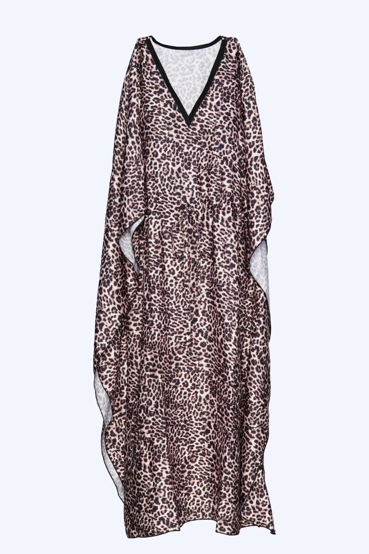 ANGELS FASHION  Fierce Flow Nightwear Dress with Relaxed Fit and Sensual V-Neckline-AG0795-LEOPR-F8S