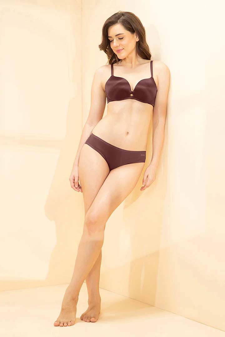 AMANTE BRA -BRA103201-RUM RAISEN Elevate Curves Padded Non-Wired Push-up Bra