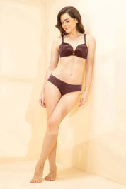 AMANTE BRA -BRA103201-RUM RAISEN Elevate Curves Padded Non-Wired Push-up Bra