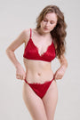 Mysthelle RED SATIN BRALETTE & THONG SET