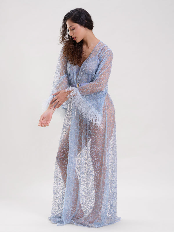 Mysthelle ELSA EMBELLISHED SHEER ROBE WITH BELT