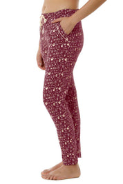 AMANTE SLB84501-BURGUNDY COFFEE PRINT FULL LENGTH PJ BOTTOM