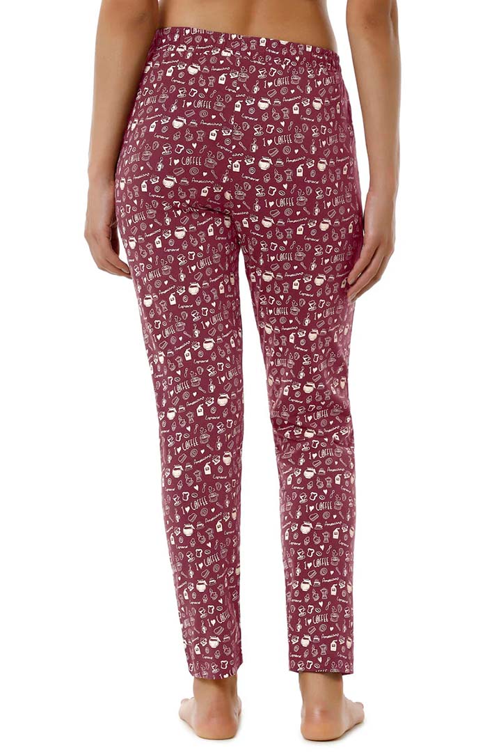 AMANTE SLB84501-BURGUNDY COFFEE PRINT FULL LENGTH PJ BOTTOM
