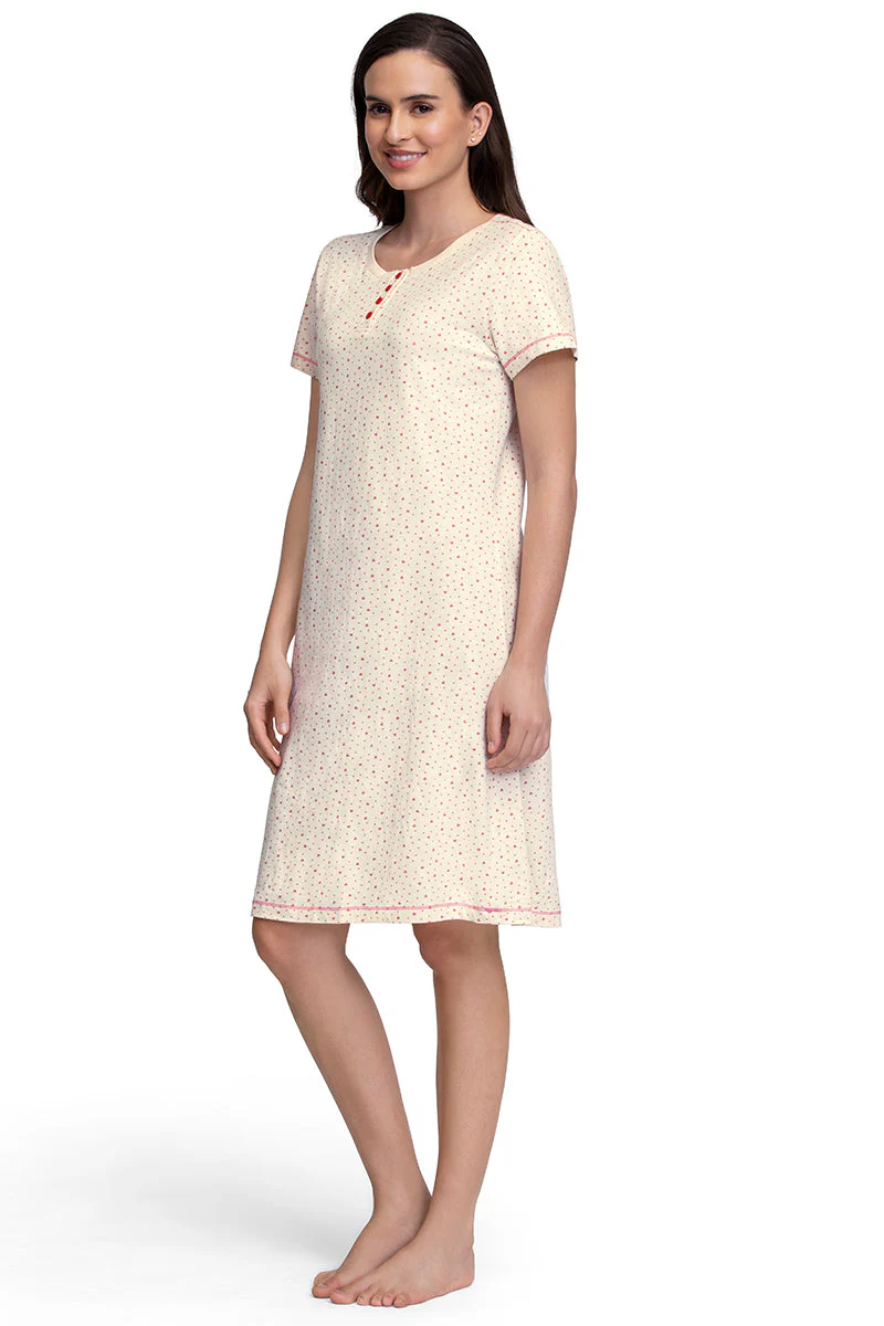 AMANTE SLB84701- DITSY HEART PR KNEE-LENGTH SLEEP DRESS