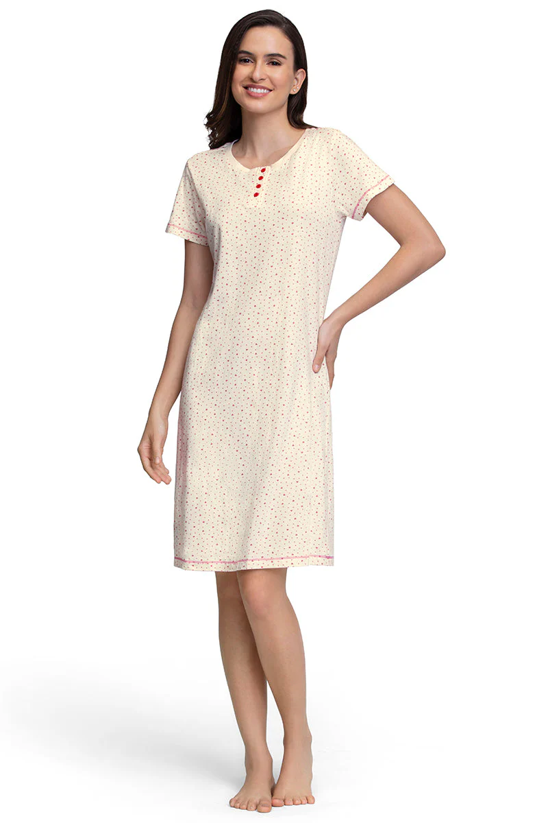 AMANTE SLB84701- DITSY HEART PR KNEE-LENGTH SLEEP DRESS