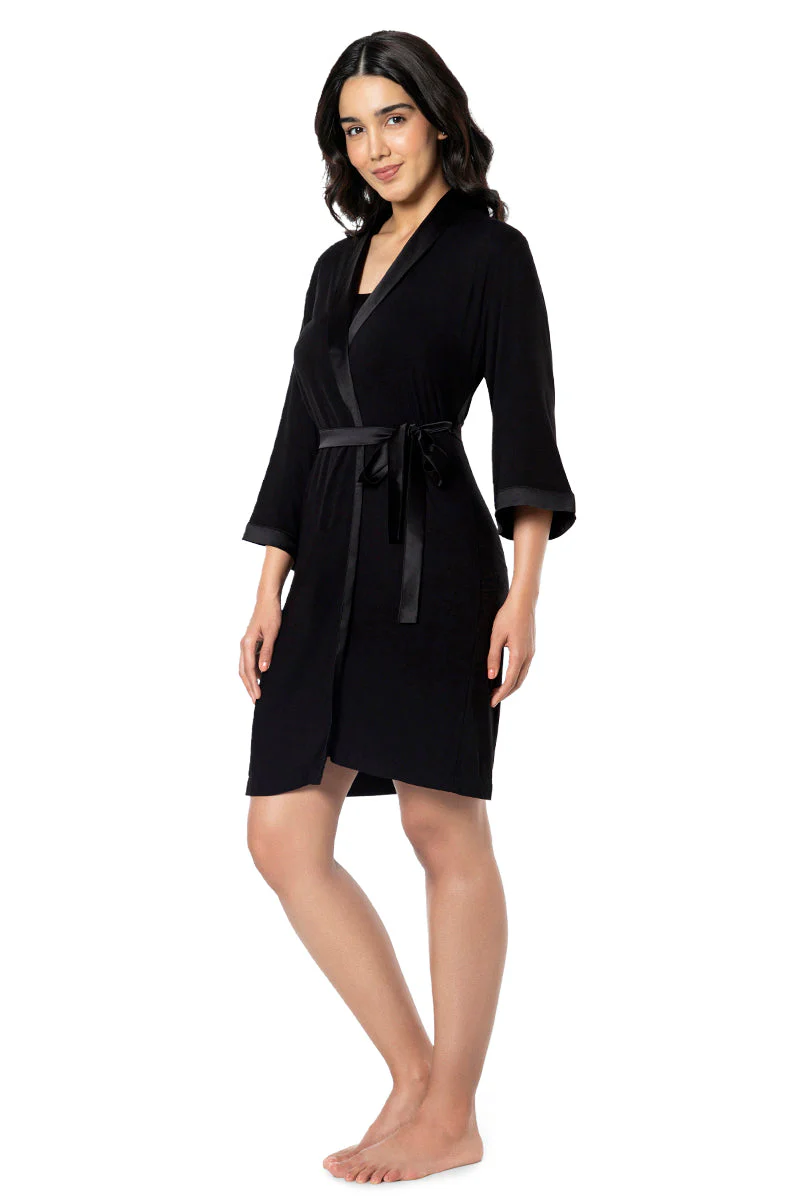 AMANTE SLP10104-BLACK SATIN EDGE ROBE