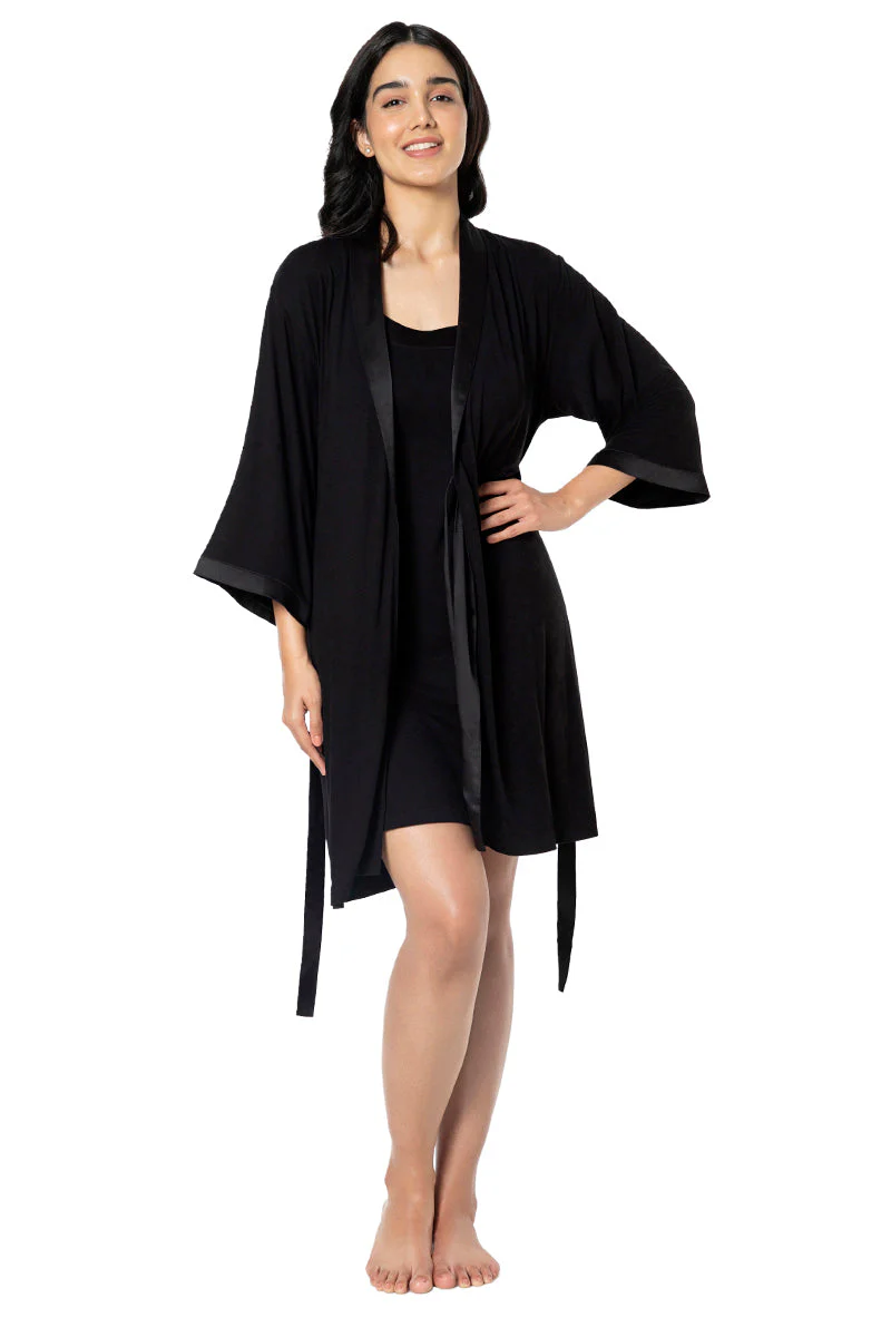 AMANTE SLP10104-BLACK SATIN EDGE ROBE