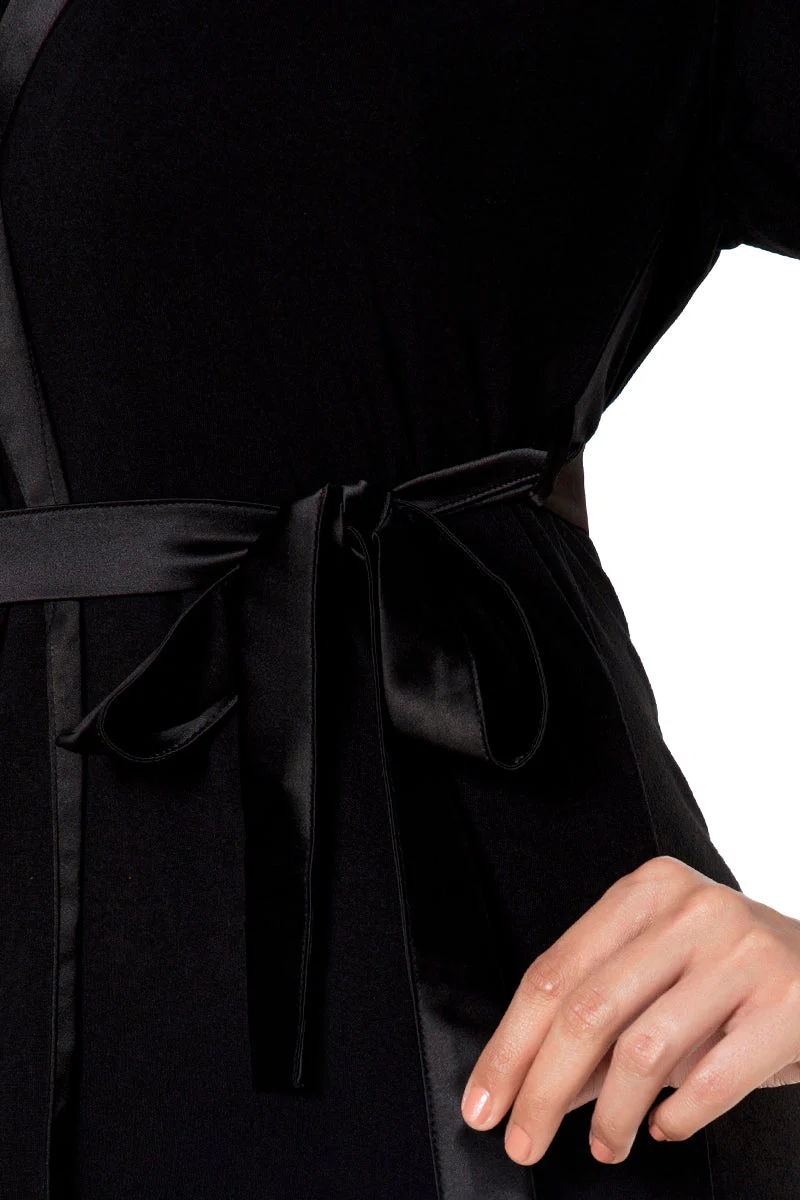AMANTE SLP10104-BLACK SATIN EDGE ROBE
