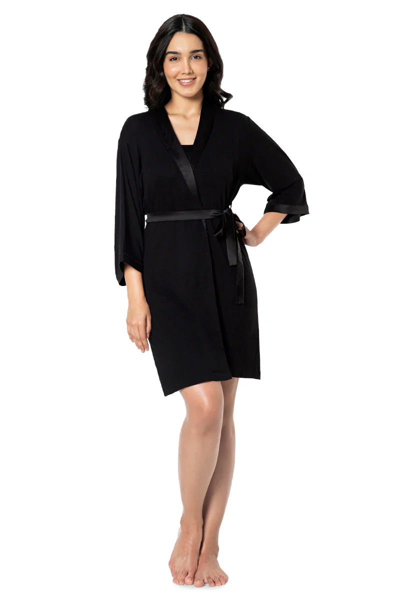 AMANTE SLP10104-BLACK SATIN EDGE ROBE