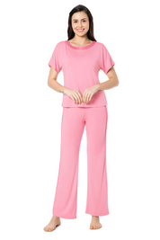 AMANTE SLT10102-CASHMERE ROSE SATIN EDGE HALF SLEEVE ROUND NECK SLEEP TOP