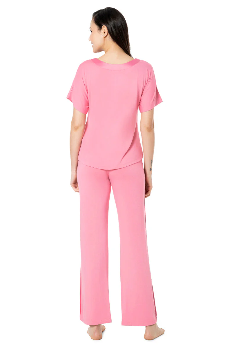 AMANTE SLT10102-CASHMERE ROSE SATIN EDGE HALF SLEEVE ROUND NECK SLEEP TOP