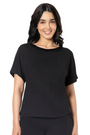 AMANTE SLT10102-BLACK SATIN EDGE HALF SLEEVE ROUND NECK SLEEP TOP