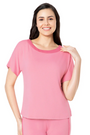 AMANTE SLT10102-CASHMERE ROSE SATIN EDGE HALF SLEEVE ROUND NECK SLEEP TOP