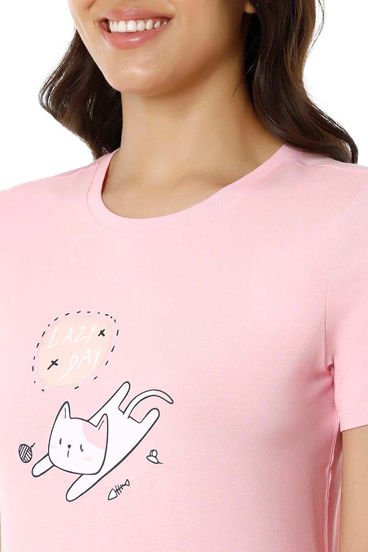 AMANTE SLT83801-ALMOND BLOSSOM SCOOP NECK SLEEP TEE