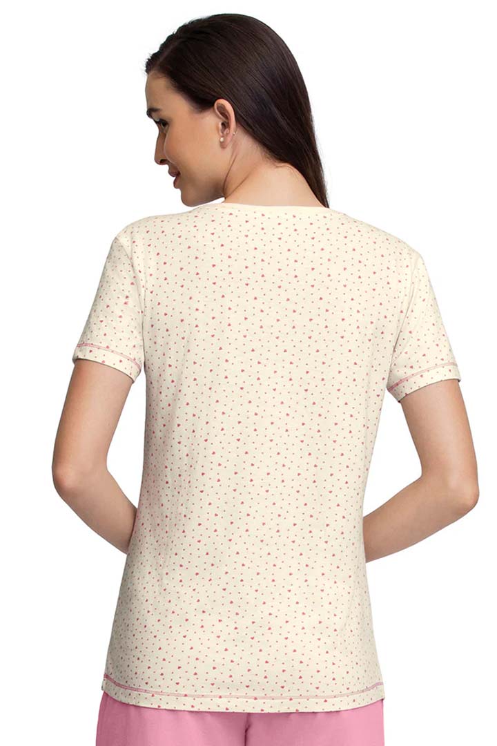 AMANTE SLT83801-DITSY HEART PR SCOOP NECK SLEEP TEE