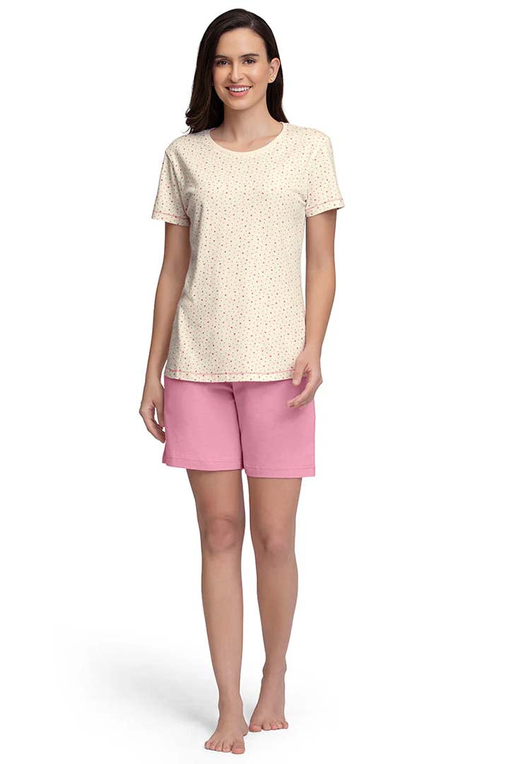 AMANTE SLT83801-DITSY HEART PR SCOOP NECK SLEEP TEE