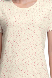 AMANTE SLT83801-DITSY HEART PR SCOOP NECK SLEEP TEE
