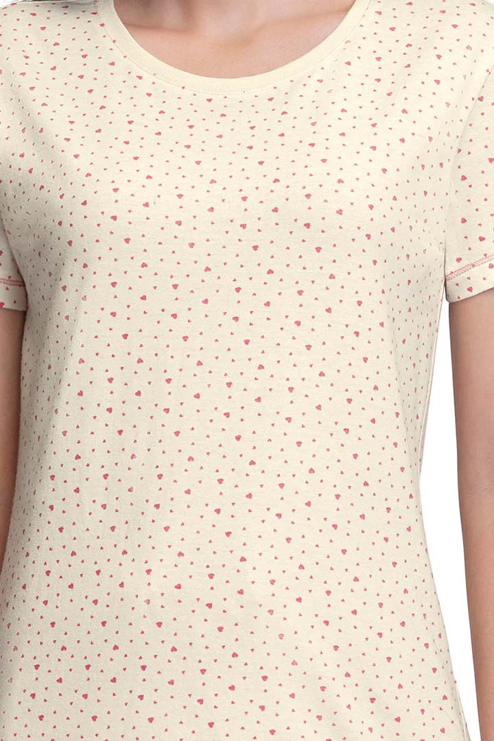 AMANTE SLT83801-DITSY HEART PR SCOOP NECK SLEEP TEE