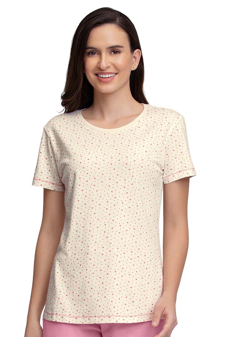 AMANTE SLT83801-DITSY HEART PR SCOOP NECK SLEEP TEE