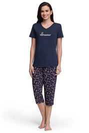 AMANTE SLT83901-MIDNIGHT V-NECK SLEEP TEE