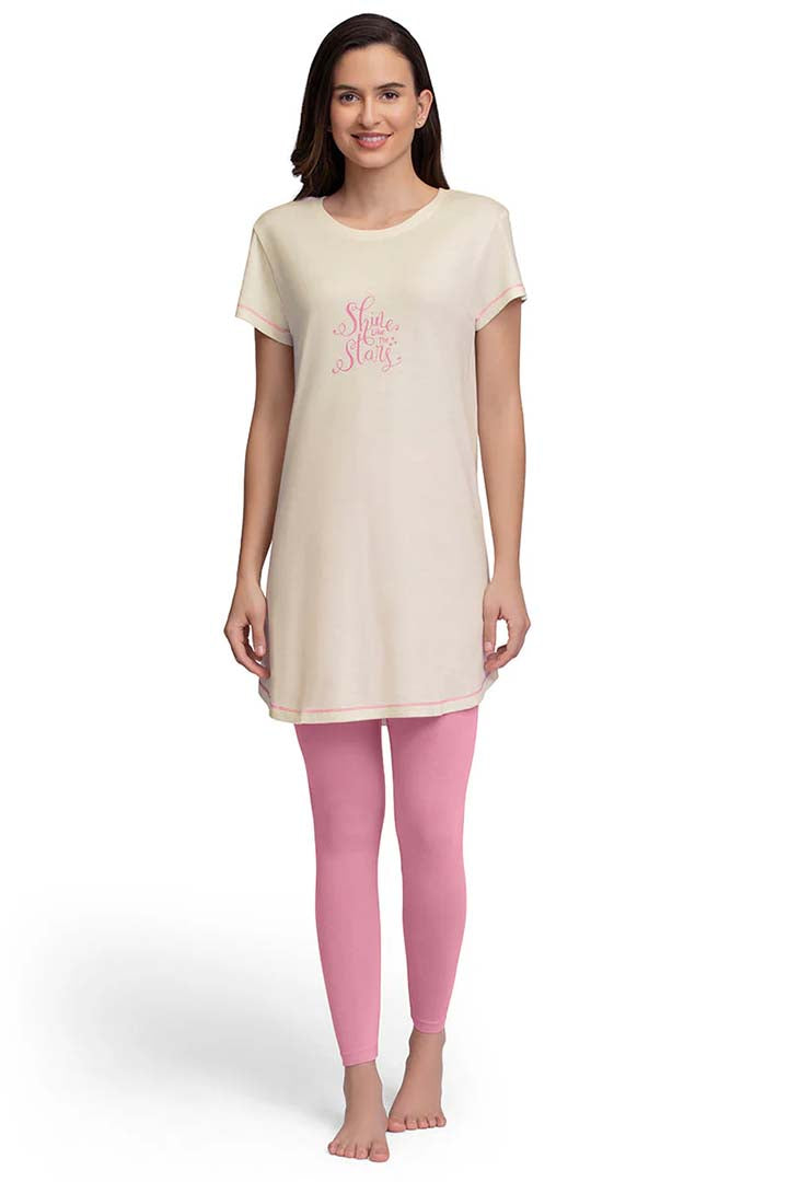 AMANTE SLT84001- WHITESMOKE SCOOP NECK SLEEP TUNIC